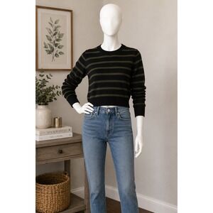 nude Womens Sweater Wool Cashmere Striped Black Olive Green Small